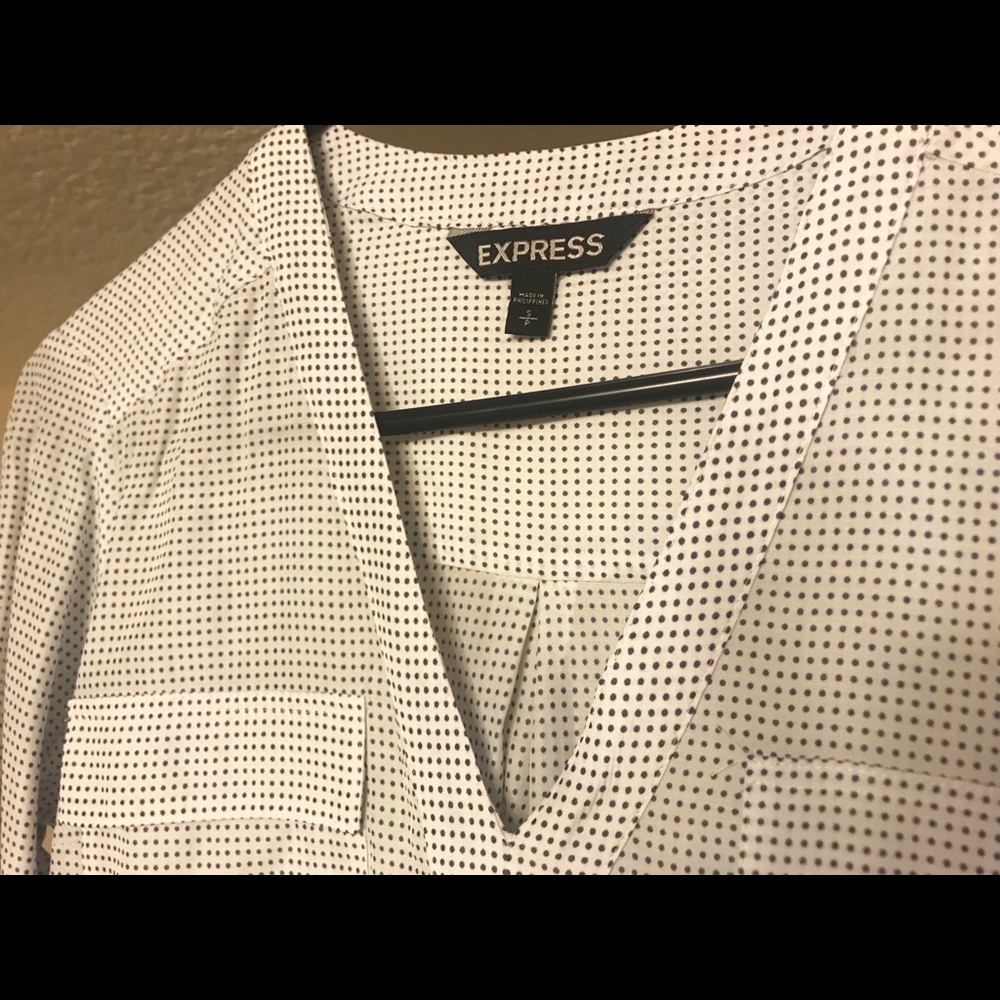 EXPRESS small soft polka dot work pocket blouse